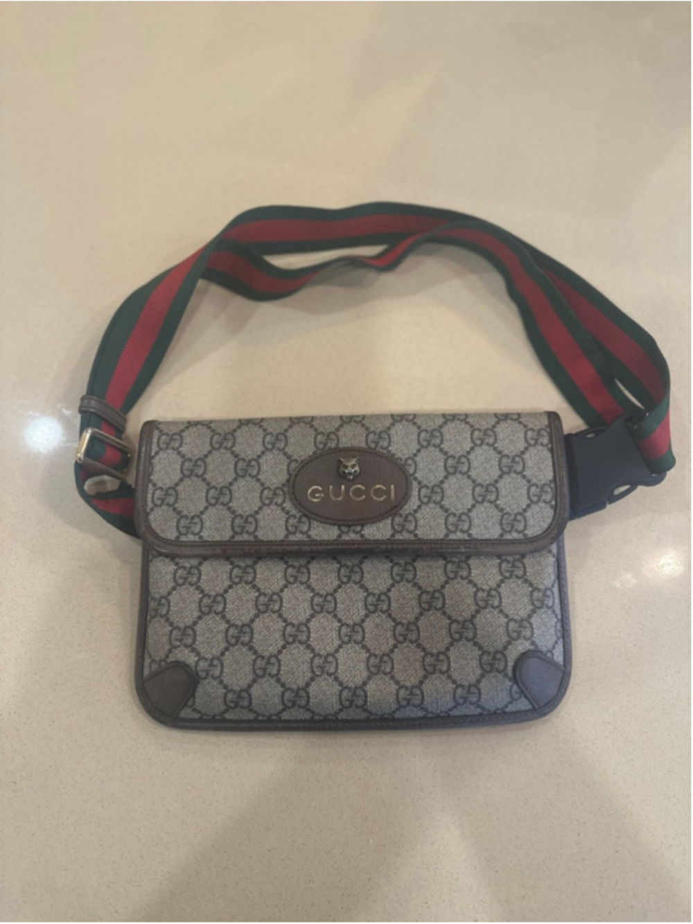 Women's Gucci Crossbody Belt Bag One Size Beige Brown 100% authentic - Picture 2 of 9
